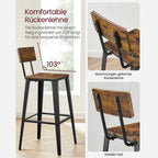 Barkrukken met Rugleuning - Set van 2 of 4