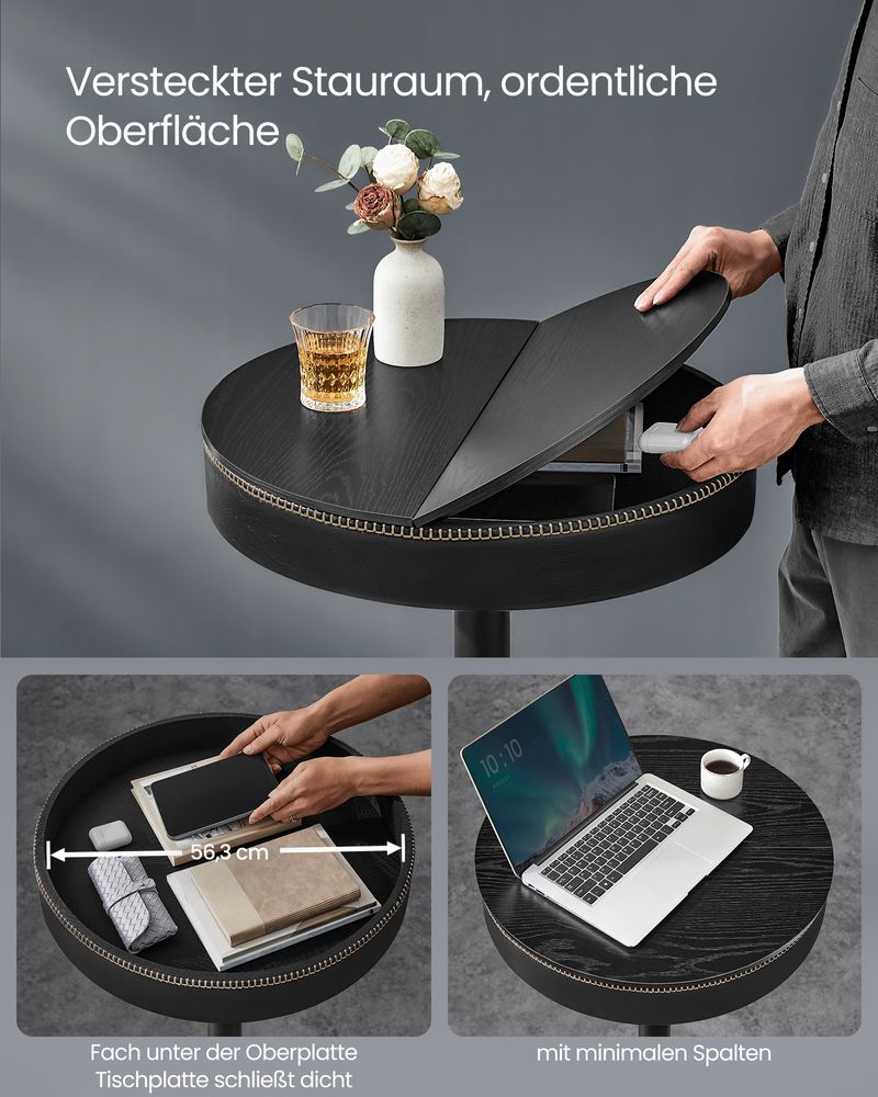 Bartafel met Opbergruimte - Hoogte Verstelbaar (83-105 cm) - Ronde Design Tafel