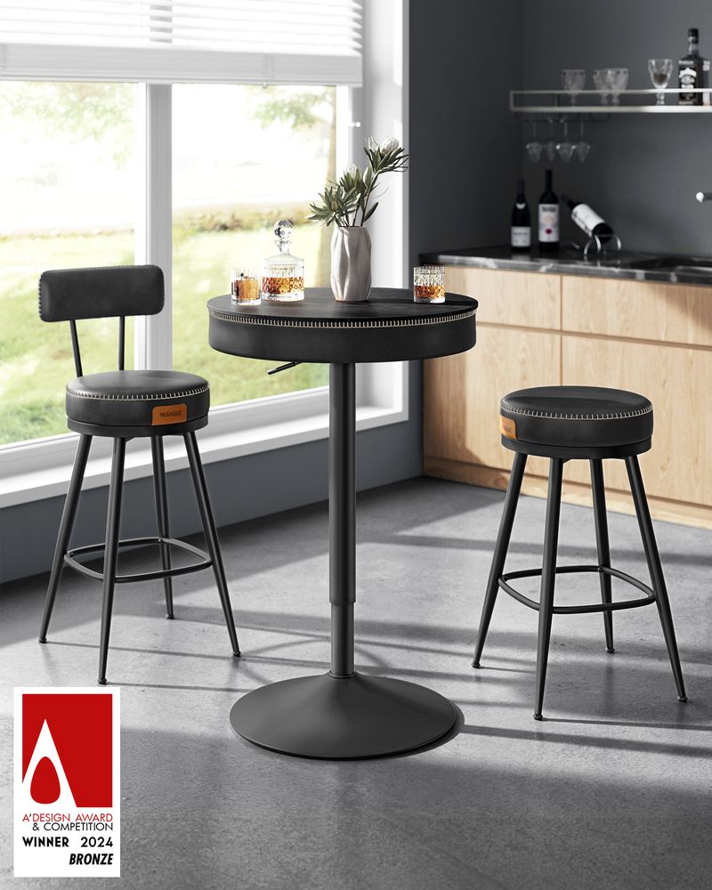 Bartafel met Opbergruimte - Hoogte Verstelbaar (83-105 cm) - Ronde Design Tafel