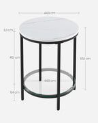 Bijzettafel Marmerlook - Nachtkastje met 2 niveaus - Gehard glas - Woonkamer - Slaapkamer