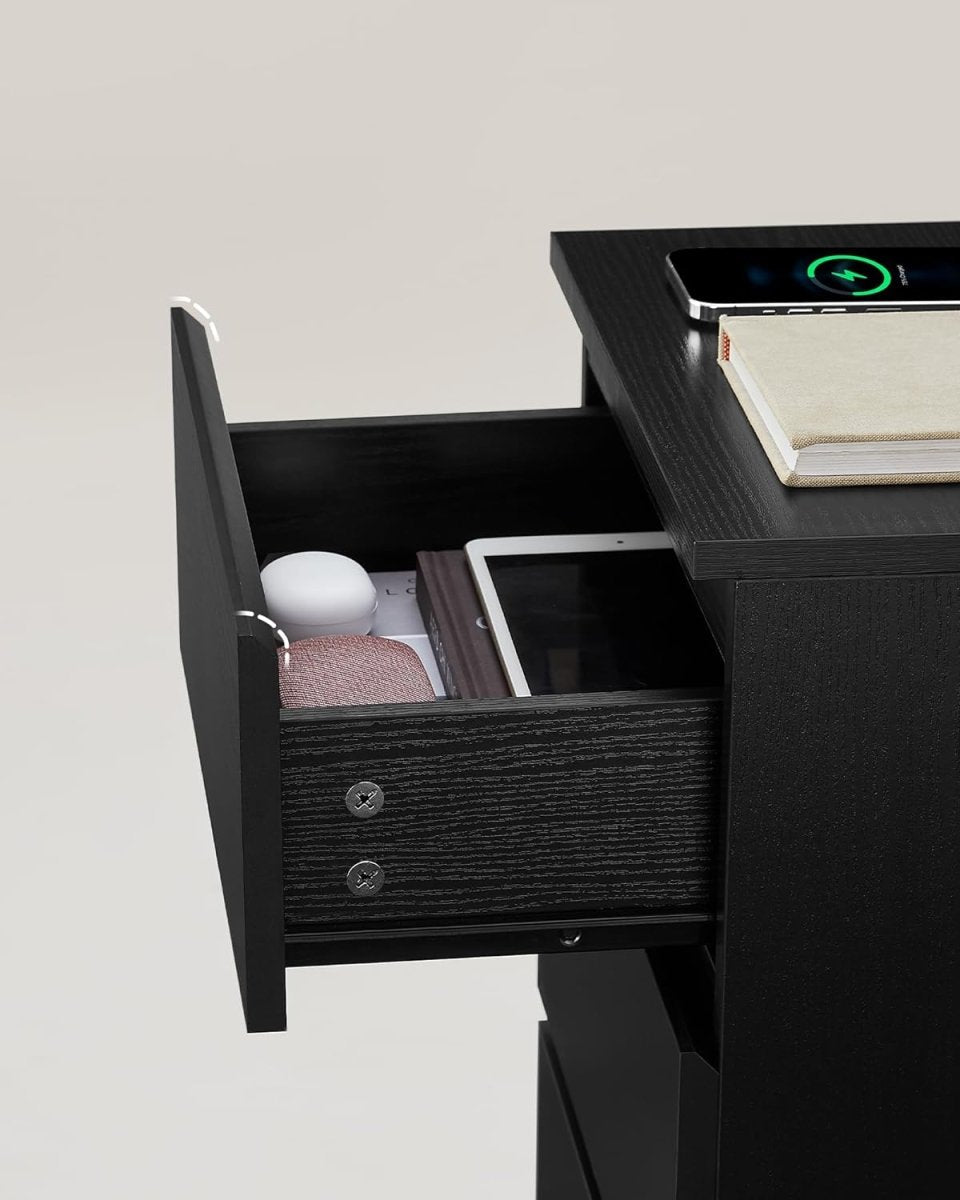 Bijzettafel met Oplaadstation - Nachtkastje met USB-aansluiting - Kastje met Stopcontact