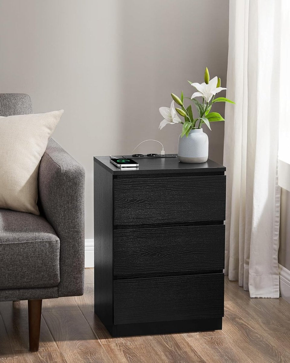 Bijzettafel met Oplaadstation - Nachtkastje met USB-aansluiting - Kastje met Stopcontact