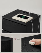 Bijzettafel met Oplaadstation - Nachtkastje met USB-aansluiting - Kastje met Stopcontact