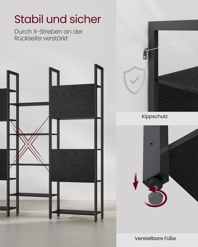 Boekenkast Industrieel - Ladderrek - 14 Planken - Stabiel Metalen Frame