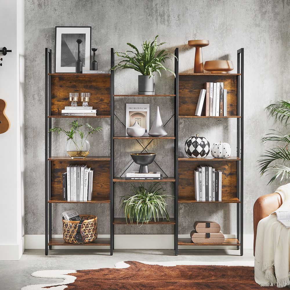 Boekenkast Industrieel - Ladderrek - 14 Planken - Stabiel Metalen Frame