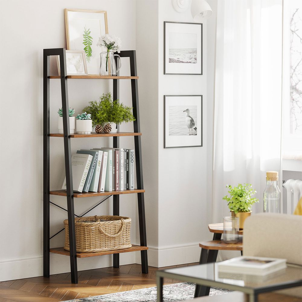 Boekenkast - Ladderrek Met 4 Planken - Stijlvol & Ruimtebesparend