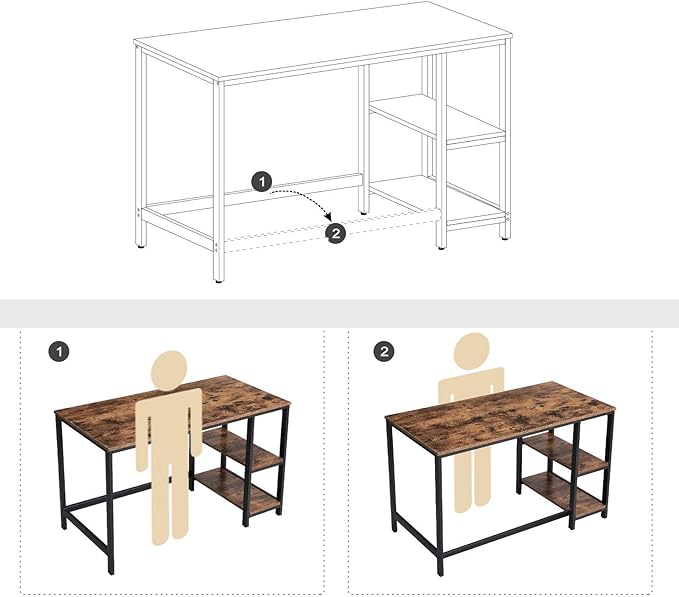 Bureau Industrieel – Computertafel met 2 Legplanken Links of Rechts