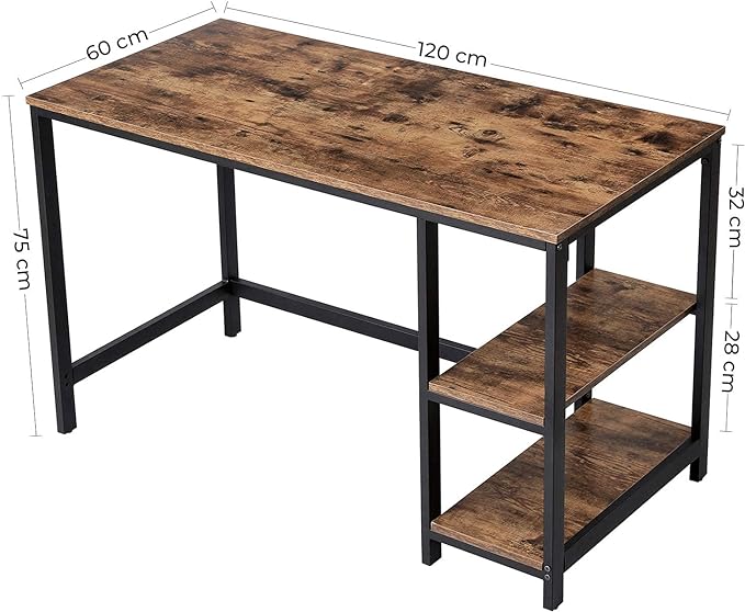 Bureau Industrieel – Computertafel met 2 Legplanken Links of Rechts