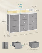 Commode met USB & Stopcontact - Ladekast met LED-verlichting