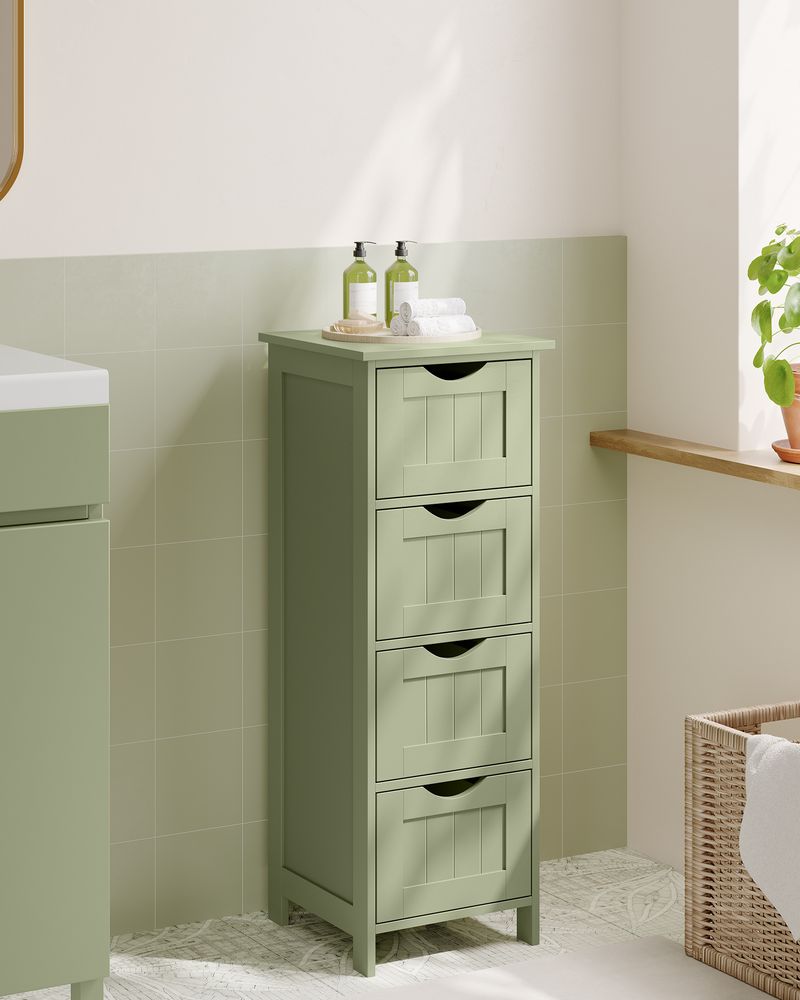 Compacte Badkamerkast met 4 Lades – Smal 30 cm – Ruimtebesparend Opbergkastje voor Badkamer & Keuken