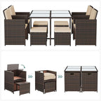 Complete Tuinmeubelset - Polyrattan Stoelen + Tafel - Terras Set met Kussens