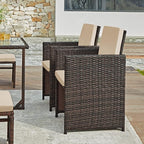 Complete Tuinmeubelset - Polyrattan Stoelen + Tafel - Terras Set met Kussens