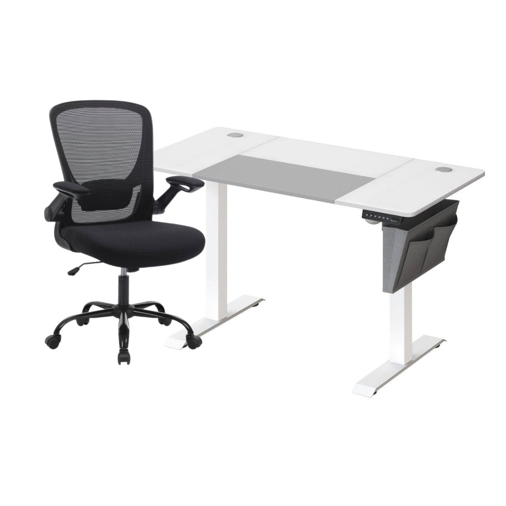 Zit Sta Bureau Elektrisch + Ergonomische Bureaustoel – Complete Werkplek Budget – In Hoogte Verstelbaar