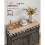 Dressoir met Schuifdeuren - Kast 100 cm breed - Vintage Bruin & Zwart