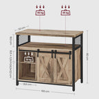 Dressoir met Schuifdeuren - Kast 100 cm breed - Vintage Bruin & Zwart
