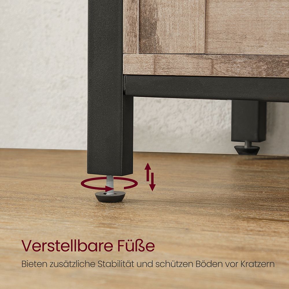 Dressoir met Schuifdeuren - Kast 100 cm breed - Vintage Bruin & Zwart