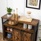 Dressoir met Schuifdeuren - Kast 100 cm breed - Vintage Bruin & Zwart