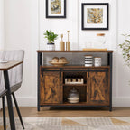 Dressoir met Schuifdeuren - Kast 100 cm breed - Vintage Bruin & Zwart