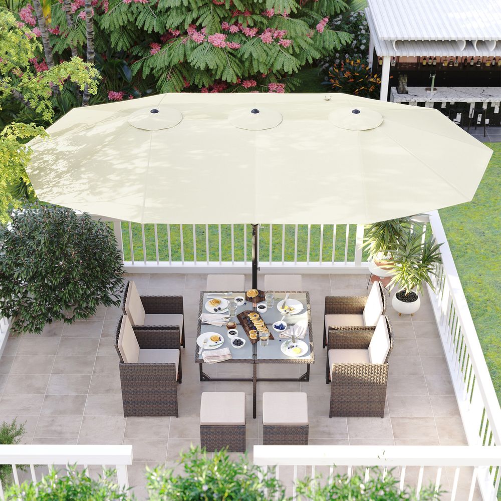 Dubbele Parasol 460 x 270 cm - Extra Groot met UV-Bescherming en Zwengel
