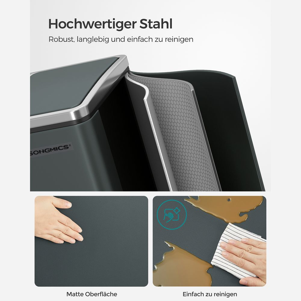 Dubbele Pedaalemmer 2 x 15 L – Afvalscheiding met Softclose – RVS Prullenbak met Binnenemmers