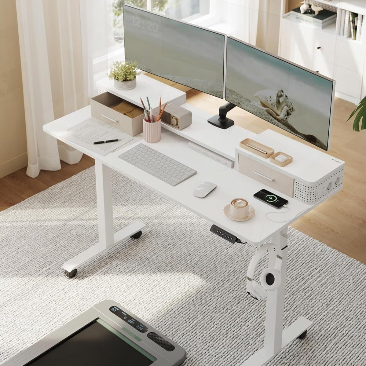 Zit Sta Bureau Elektrisch met LED – Gamebureau – Stopcontact & USB