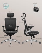Ergonomische Bureaustoel Ergo Elite 2.0 – Compleet Verstelbaar – 6-delige TPR-Lendensteun – Tot 150 kg