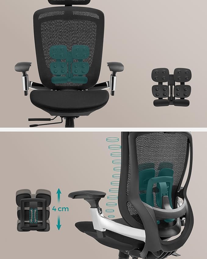 Ergonomische Bureaustoel Ergo Elite 2.0 – Compleet Verstelbaar – 6-delige TPR-Lendensteun – Tot 150 kg