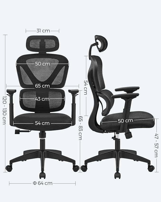 Ergonomische Bureaustoel - Kantoorstoel met Mesh Rugleuning - Ademend