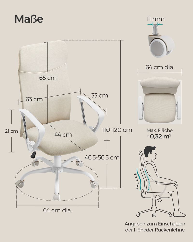 Ergonomische Bureaustoel – Comfortabele Stofbekleding – Verstelbaar