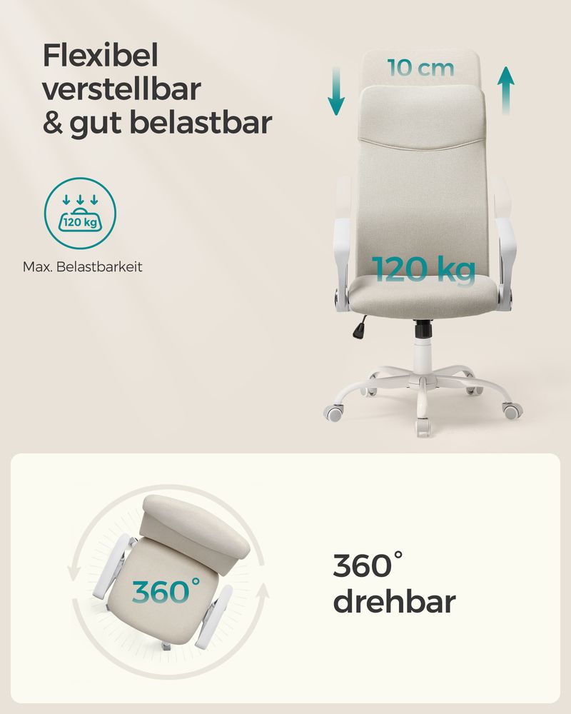 Ergonomische Bureaustoel – Comfortabele Stofbekleding – Verstelbaar