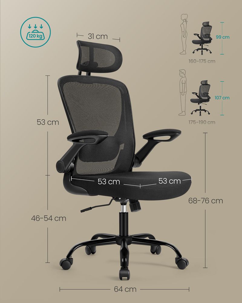 Ergonomische Bureaustoel met Hoofdsteun - Comfort en Ondersteuning