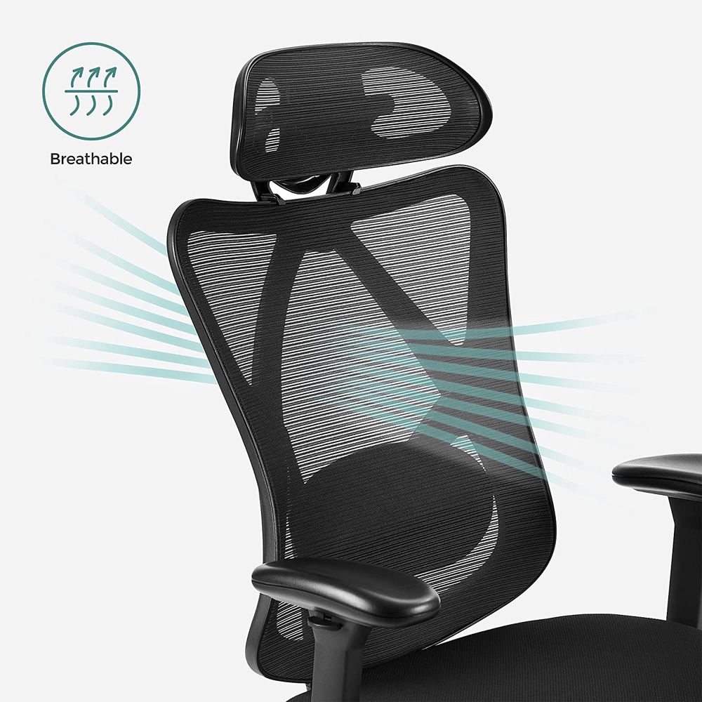 Ergonomische Bureaustoel – Verstelbare Hoofdsteun En Lendensteun – Mesh Office Chair – Belastbaar Tot 150 kg