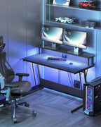 Gamebureau met LED - Gaming Tafel met Stopcontact en USB-aansluiting
