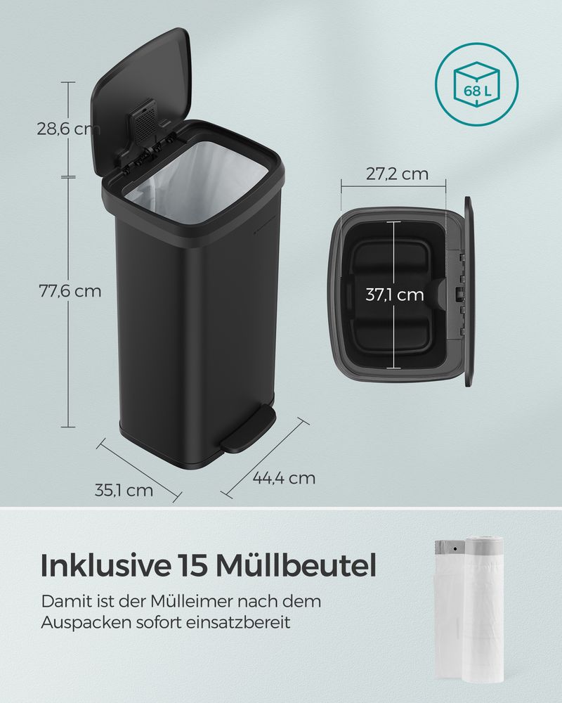 Grote Prullenbak 68 Liter - Afvalbak - Pedaalemmer