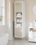 Hangende Badkamerkast – Wit & Natuurlijk Beige – 30 x 40 x 160 cm