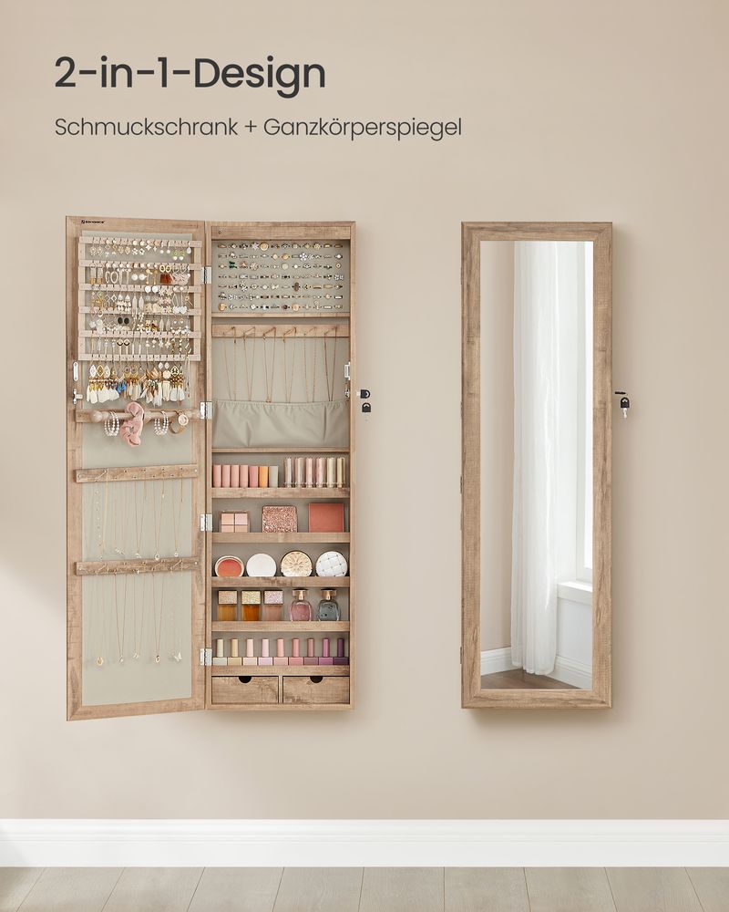 Hanggende Sieradenspiegelkast met Opbergruimte - Elegant & Functioneel