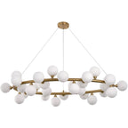 Hanglamp met Witte Glazen Kelken – Moderne Designlamp – Gouden Messing Frame