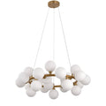 Hanglamp met Witte Glazen Kelken – Moderne Designlamp – Gouden Messing Frame