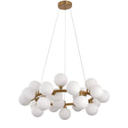 Hanglamp met Witte Glazen Kelken – Moderne Designlamp – Gouden Messing Frame
