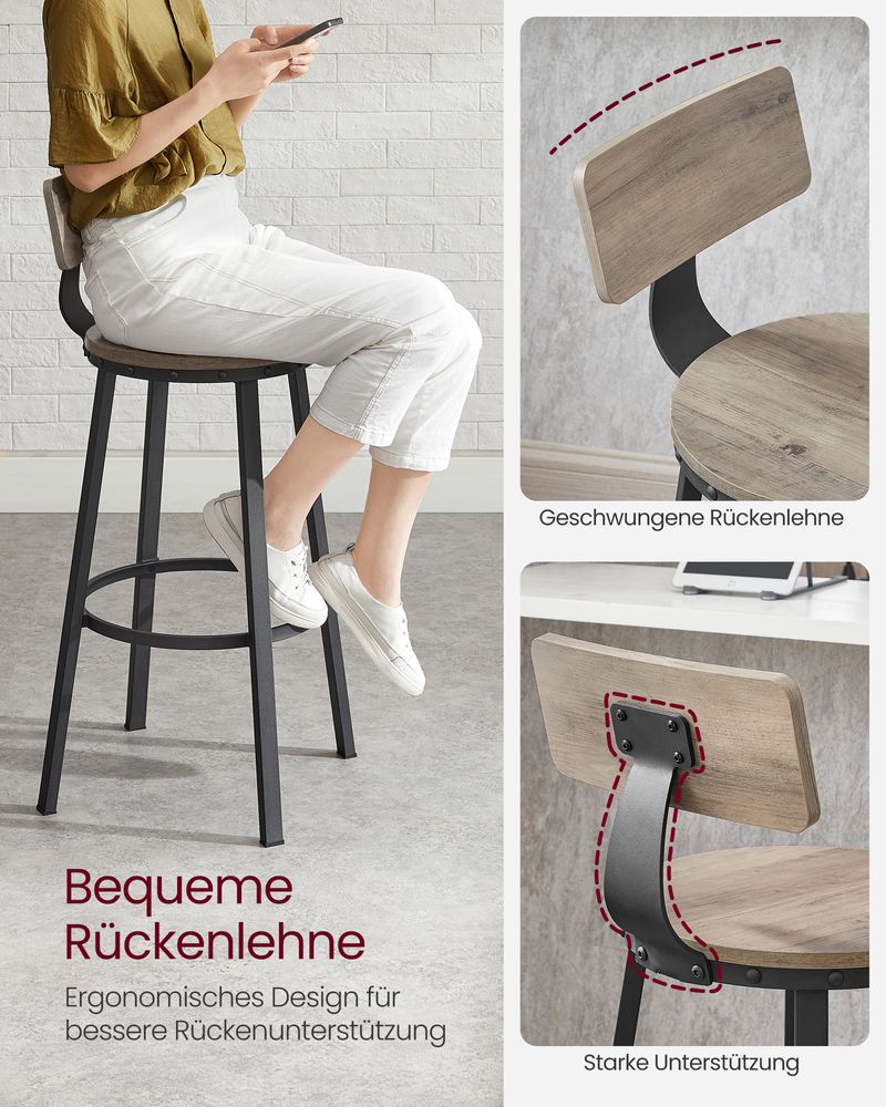 Industriële Barstoelen - Set van 2 - Vintage Houten Zitvlak