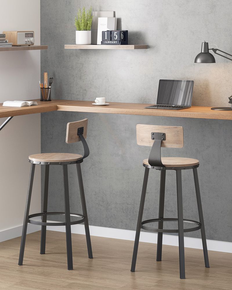 Industriële Barstoelen - Set van 2 - Vintage Houten Zitvlak