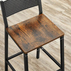 Industriële Barstoelen Set van 2 - Vintage Houtlook - Met Rugleuning
