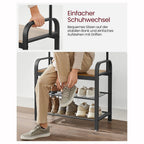 Kapstok met Schoenenrek & Zitbank – Industrieel Hout & Metaal – 9 Haken + Kledingroede – Halmeubel
