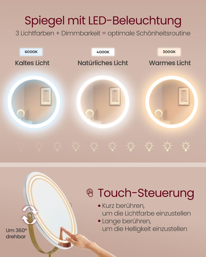 Kaptafel met Kruk - LED Verlichte Spiegel - Luxe Make-up Tafel