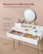 Kaptafel met Kruk - LED Verlichte Spiegel - Luxe Make-up Tafel