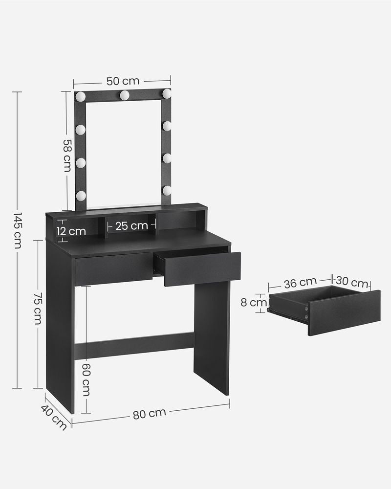 Kaptafel met Verlichting - Make-up tafel - Kaptafel met Lade en Spiegel