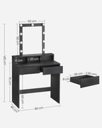 Kaptafel met Verlichting - Make-up tafel - Kaptafel met Lade en Spiegel