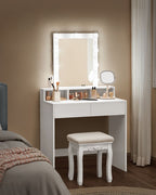 Kaptafel met Verlichting - Make-up tafel - Kaptafel met Lade en Spiegel