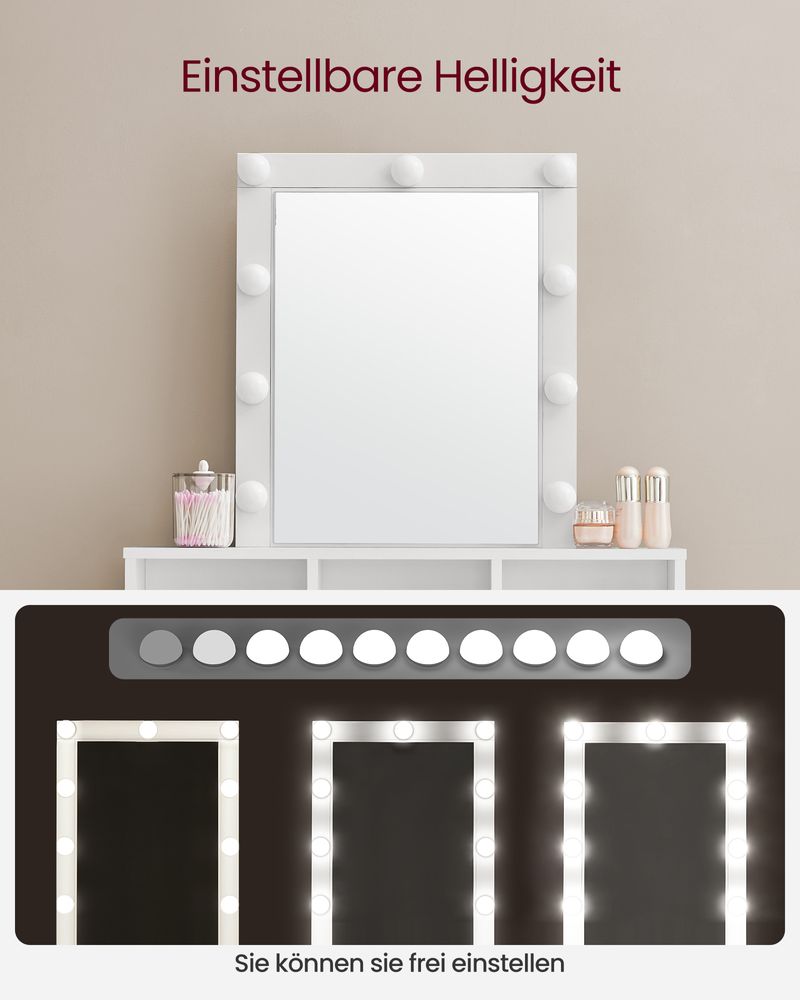 Kaptafel met Verlichting - Make-up tafel - Kaptafel met Lade en Spiegel