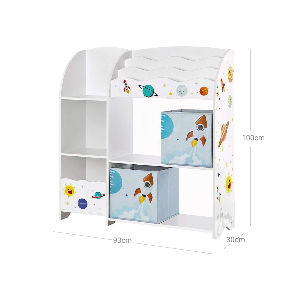 Kast voor Kinderkamer met 3 Planken en Stoffen Lades